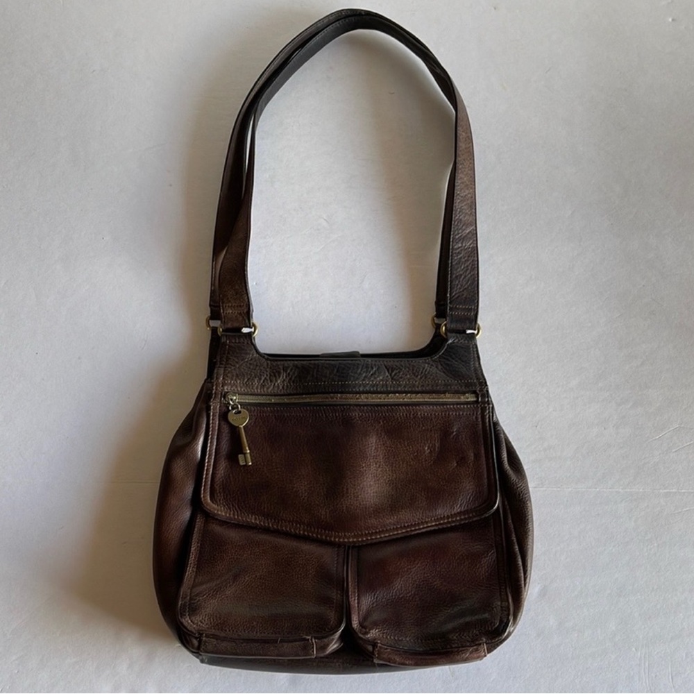 Fossil Dark Brown Leather Shoulder Bag